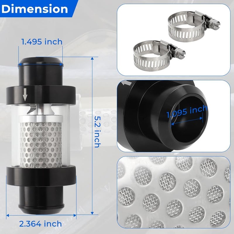 WIKIBB 1-1/2" Universal Filter Inline Heater Core Coolant Filter and Inspection System Stainless Steel Filter Mesh Matching Fixture - Image 4